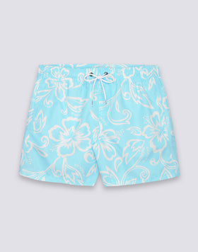 BAÑADOR DE PANTALÓN CORTO CON CINTURA ELÁSTICA Y ESTAMPADO ARCHIVE HIBISCUS SK23