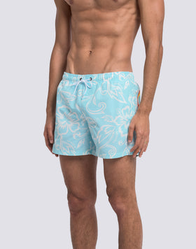 BAÑADOR DE PANTALÓN CORTO CON CINTURA ELÁSTICA Y ESTAMPADO ARCHIVE HIBISCUS SK23