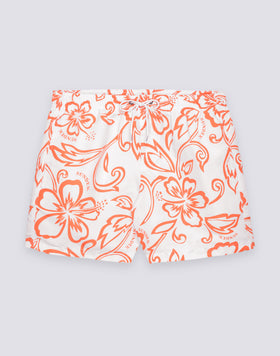 BAÑADOR DE PANTALÓN CORTO CON CINTURA ELÁSTICA Y ESTAMPADO ARCHIVE HIBISCUS SK23