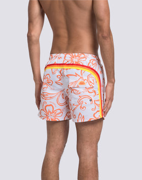 BAÑADOR DE PANTALÓN CORTO CON CINTURA ELÁSTICA Y ESTAMPADO ARCHIVE HIBISCUS SK23