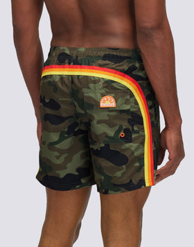 CAMOU PRINT SHORT SWIMMING COSTUME WITH ELASTICATED WAIST