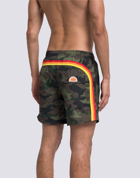 BAÑADOR DE LENTEJA MEDIA CON CINTURA ELÁSTICA Y ESTAMPADO DE CAMUFLAJE EN POLIÉSTER RECICLADO REPREVE®