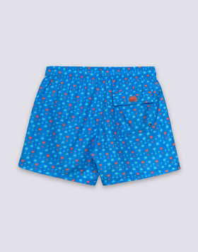 MEN'S SHORT SWIMSUIT WITH ELASTIC WAIST AND PALMAS PRINT IN RECYCLED POLY