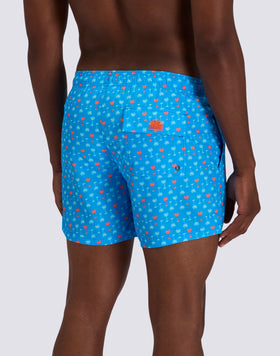 MEN'S SHORT SWIMSUIT WITH ELASTIC WAIST AND PALMAS PRINT IN RECYCLED POLY