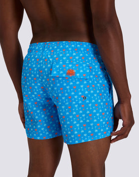 MEN'S SHORT SWIMSUIT WITH ELASTIC WAIST AND PALMAS PRINT IN RECYCLED POLY