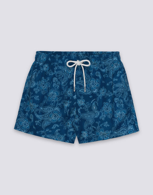 MAILLOT DE BAIN SHORT HOMME AVEC TAILLE ÉLASTIQUÉE ET IMPRIMÉ HIBI PAISLEY EN POLYESTER RECYCLÉ