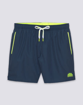 MEN'S LONG-SLEEVE ELASTIC WAIST SWIMSHORTS WITH PIPING IN REPREVE® RECYCLED POLYESTER