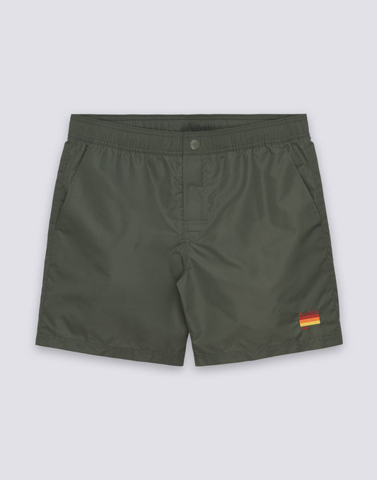 WASHED-LOOK NYLON TAFFETA ELASTICATED WAIST SWIMSHORTS