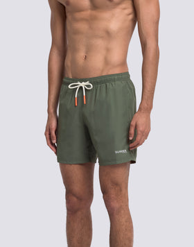 MID-RISE SWIMSHORTS IN REPREVE® RECYCLED POLYESTER WITH TRICOLOUR DETAIL