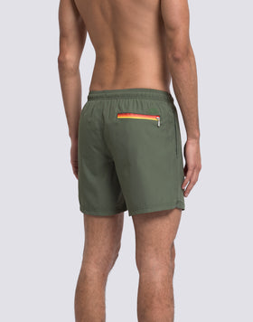 MID-RISE SWIMSHORTS IN REPREVE® RECYCLED POLYESTER WITH TRICOLOUR DETAIL