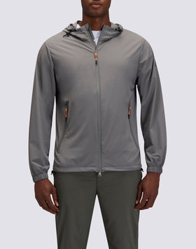 CHCAQUETA DE HOMBRE CON CREMALLERA COMPLETA Y CAPUCHA DE NYLON