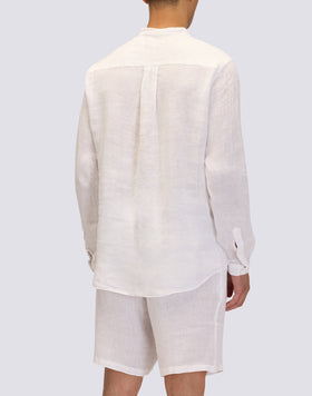 CAMICIA IN LINO IN TINTO CAPO CON COLLO ALLA COREANA