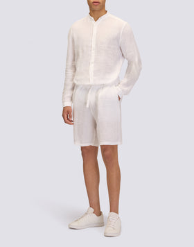 CAMICIA IN LINO IN TINTO CAPO CON COLLO ALLA COREANA