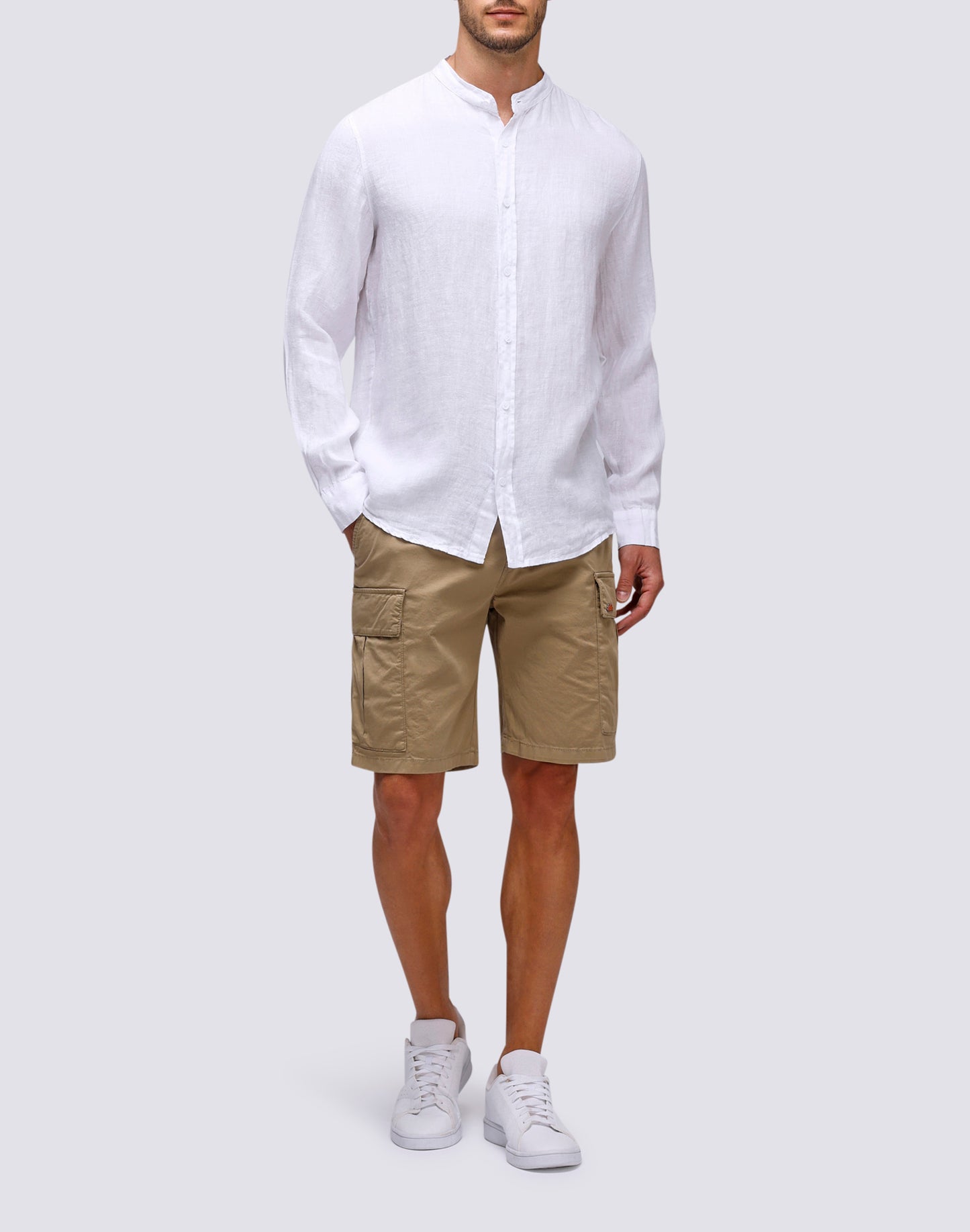 LINEN SHIRT WITH MANDAR COLLAR