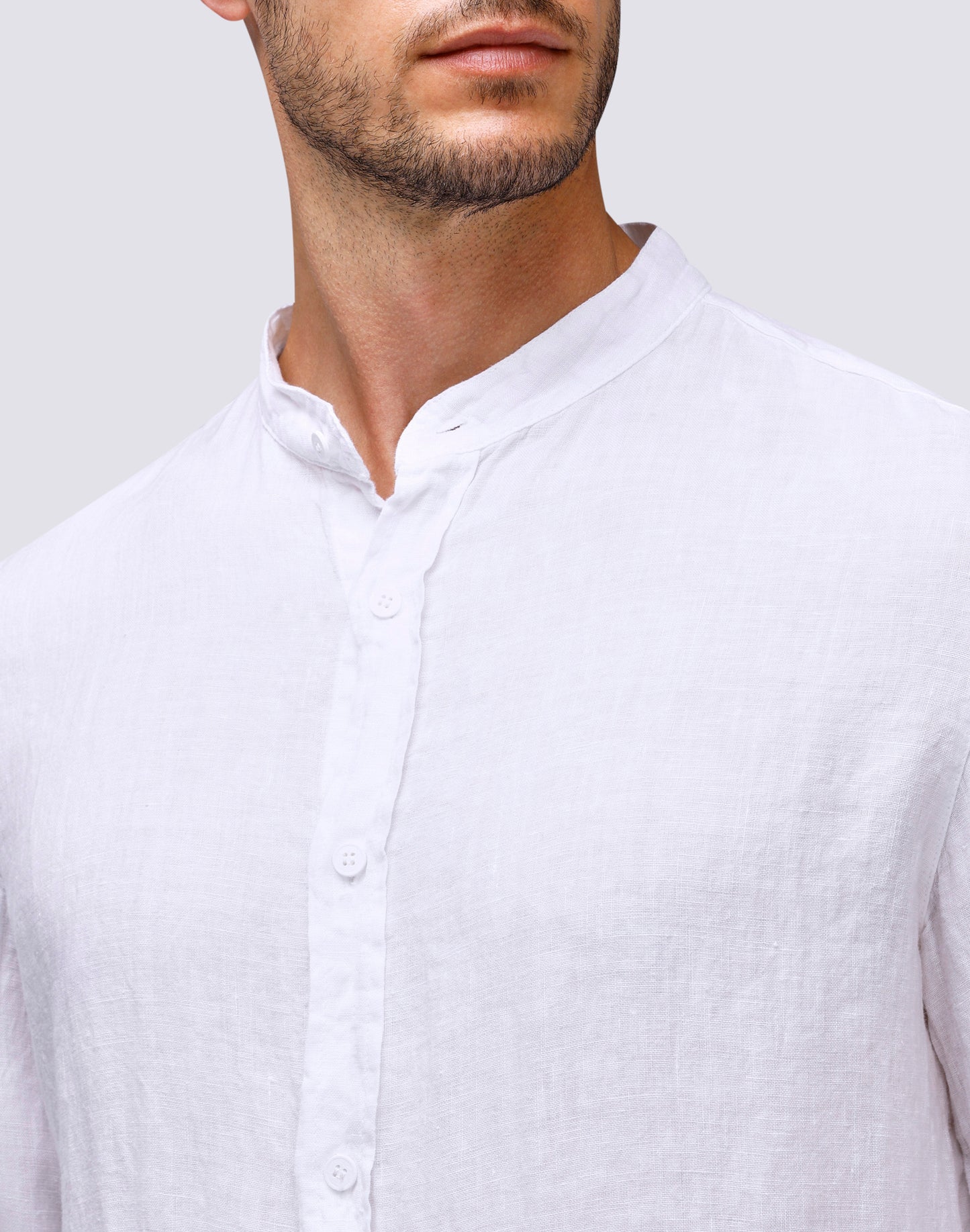 LINEN SHIRT WITH MANDAR COLLAR