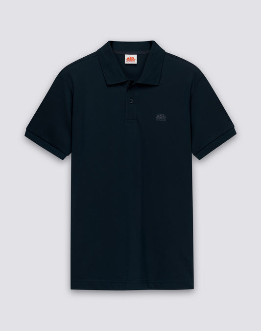 Polo de hombre de algodón piqué con cuello y puños a rayas