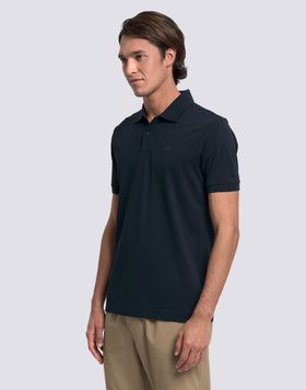 Polo de hombre de algodón piqué con cuello y puños a rayas