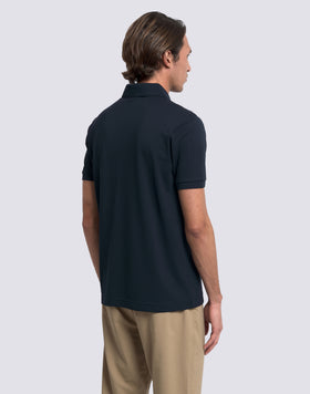 Polo de hombre de algodón piqué con cuello y puños a rayas