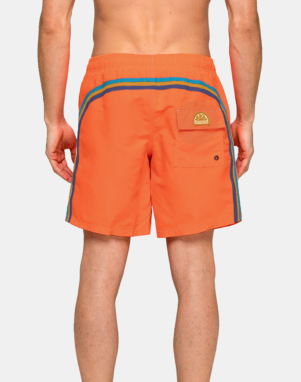 MID-LENGTH SWIM SHORTS WITH AN ELASTICATED WAISTBAND