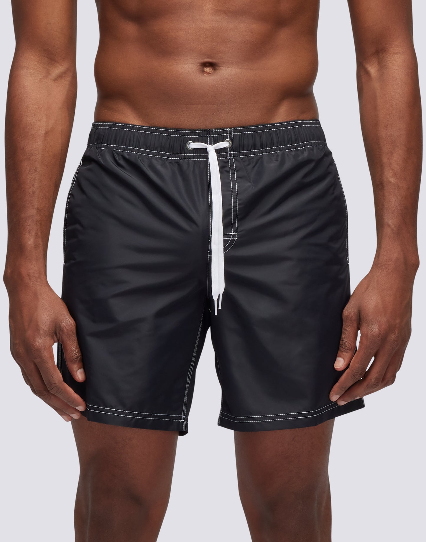 ICONIC TAFFETA STRETCH WAIST MID-LENGTH SWIM SHORTS