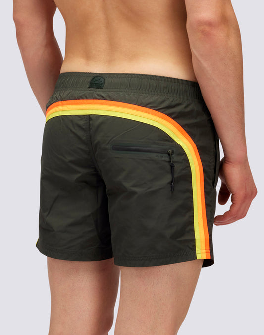 MEMORY STRETCHED WAIST SWIM TRUNKS