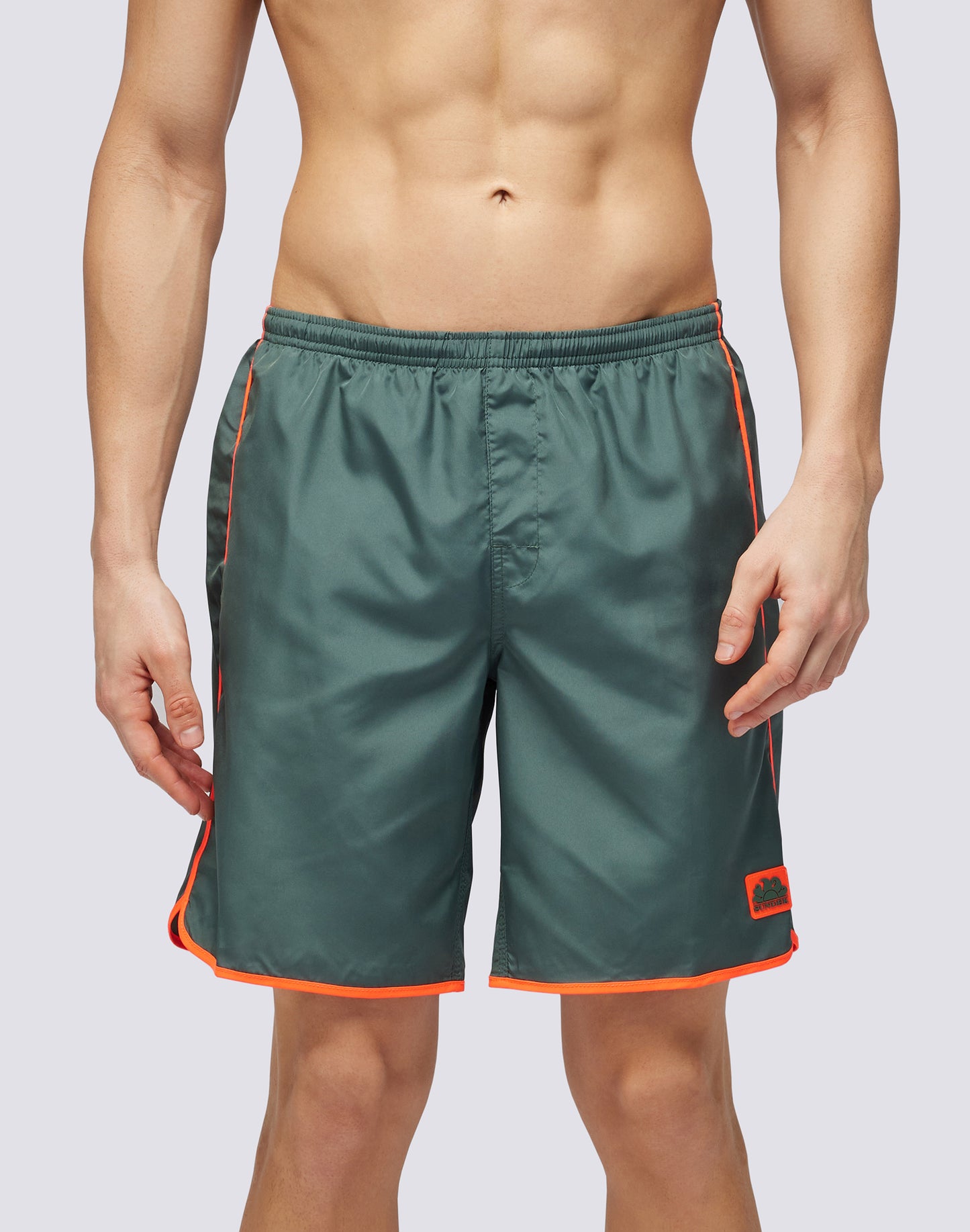 LIGHT POLY LONG SWIM SHORTS WITH AN ELASTICATED WAISTBAND