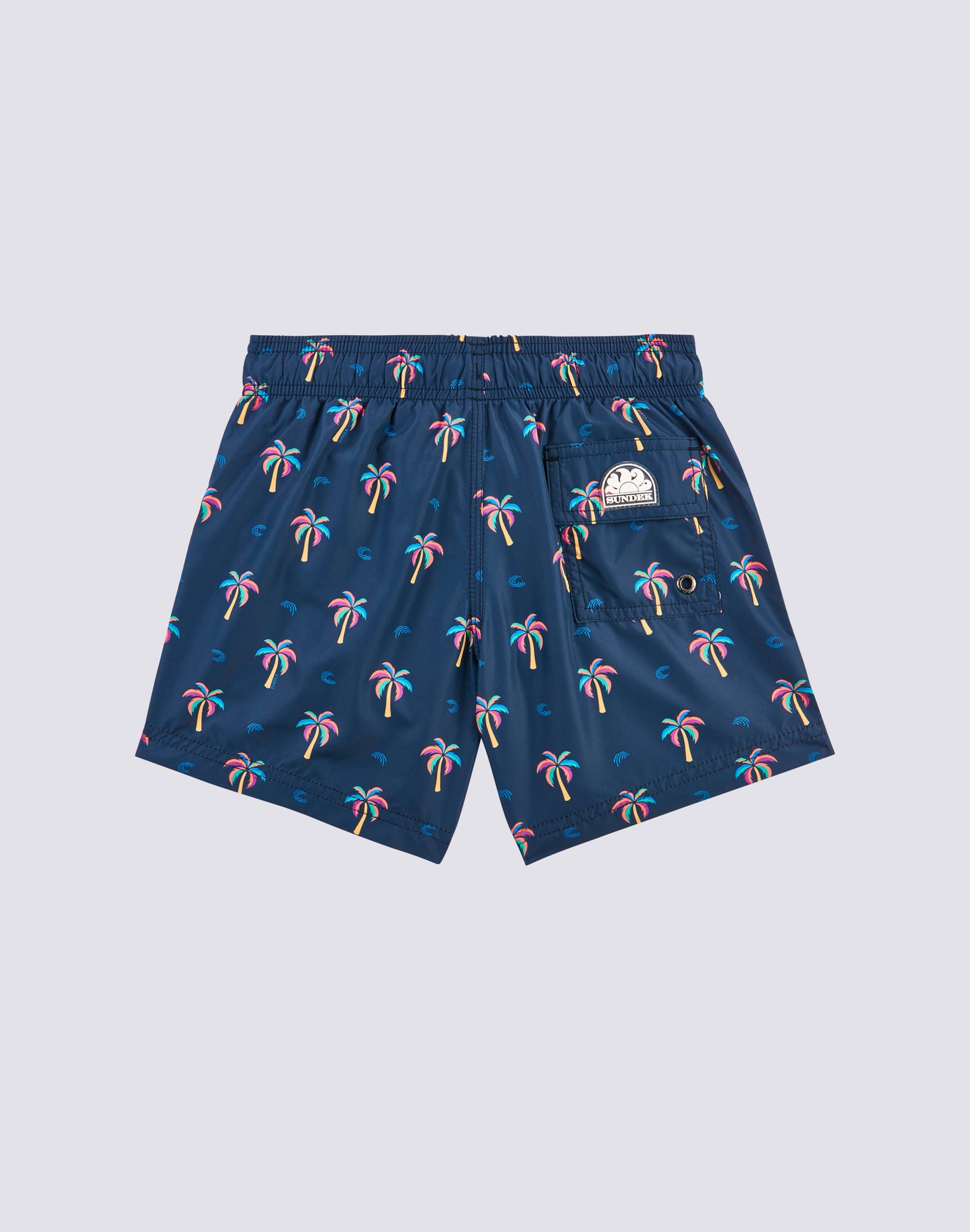 LIGHT POLY SHORT SWIMSHORTS WITH ELASTIC WAIST AND MINI PALM PRINT
