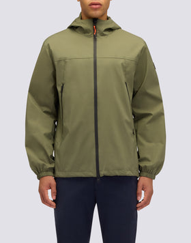 GIUBBOTTO CORTO DA UOMO CON CAPPUCCIO IN TESSUTO ACCOPPIATO