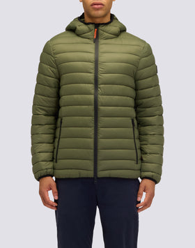 PIUMINO CORTO DA UOMO 100 GRAMMI CON CAPPUCCIO