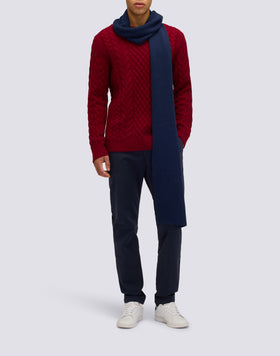 MAGLIONE UOMO GIROCOLLO CON TRECCE IN LANA MERINO E CACHEMIRE