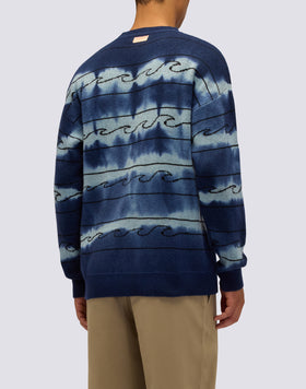PULL JACQUARD À COL RAS DU COU POUR HOMME AVEC MOTIF VAGUE
