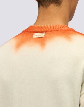 UNISEX CREW NECK SWEATER WITH FLOWER INTARSIA