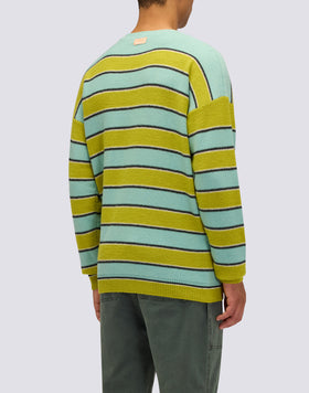 UNISEX CREW NECK SWEATER WITH MULTI-STRIPE PATTERN