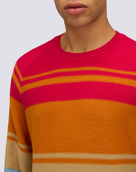 UNISEX MULTI-STRIPE CREW NECK SWEATER