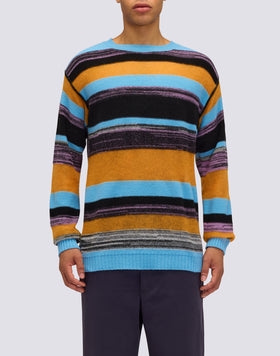 UNISEX CREW NECK SWEATER WITH MULTI-STRIPE PATTERN