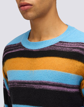 UNISEX CREW NECK SWEATER WITH MULTI-STRIPE PATTERN