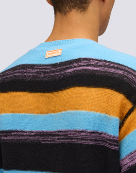 UNISEX CREW NECK SWEATER WITH MULTI-STRIPE PATTERN