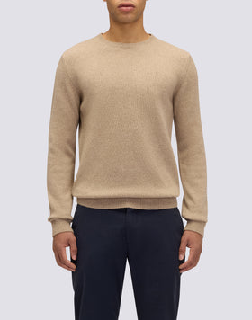PULL COL ROND POUR HOMME EN LAINE MÉLANGÉE