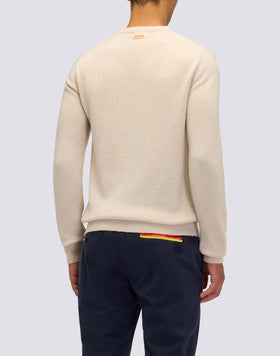 PULL COL ROND POUR HOMME EN LAINE MÉLANGÉE
