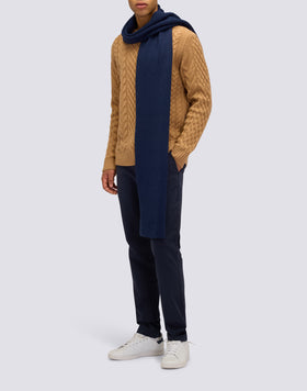 MEN'S CREW NECK SWEATER WITH CABLES IN MERINO WOOL AND CASHMERE