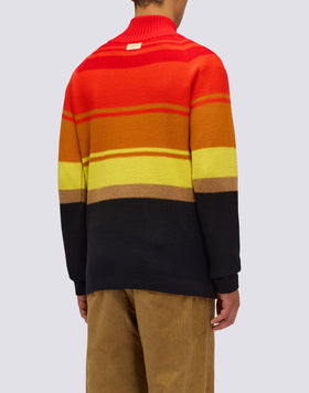 PULL HOMME À COL MONTANT AVEC FERMETURE ÉCLAIR 3/4 ET RAYURES HÉRITAGE