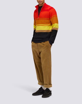 PULL HOMME À COL MONTANT AVEC FERMETURE ÉCLAIR 3/4 ET RAYURES HÉRITAGE