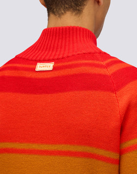 PULL HOMME À COL MONTANT AVEC FERMETURE ÉCLAIR 3/4 ET RAYURES HÉRITAGE