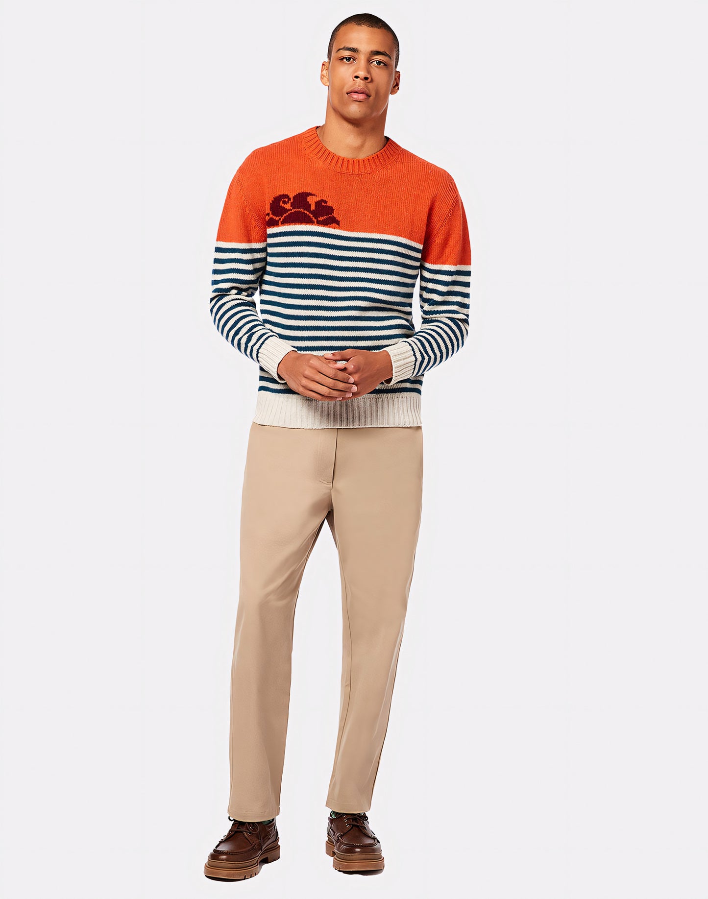 STRIPED CREW NECK JUMPER WITH LOGO