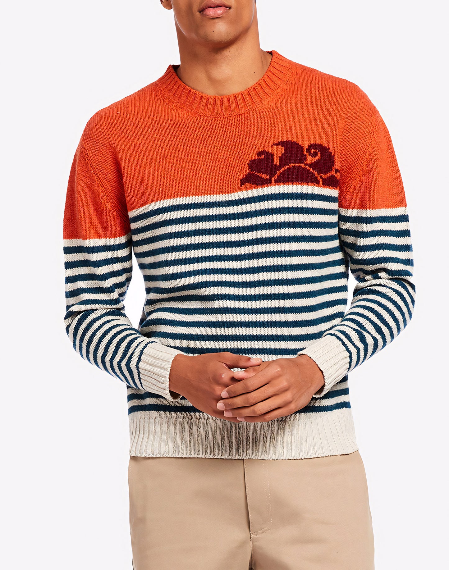 STRIPED CREW NECK JUMPER WITH LOGO