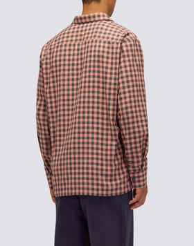 CHEMISE HOMME EN GABARDINE DE COTON À CARREAUX TEINTE À LA MAIN