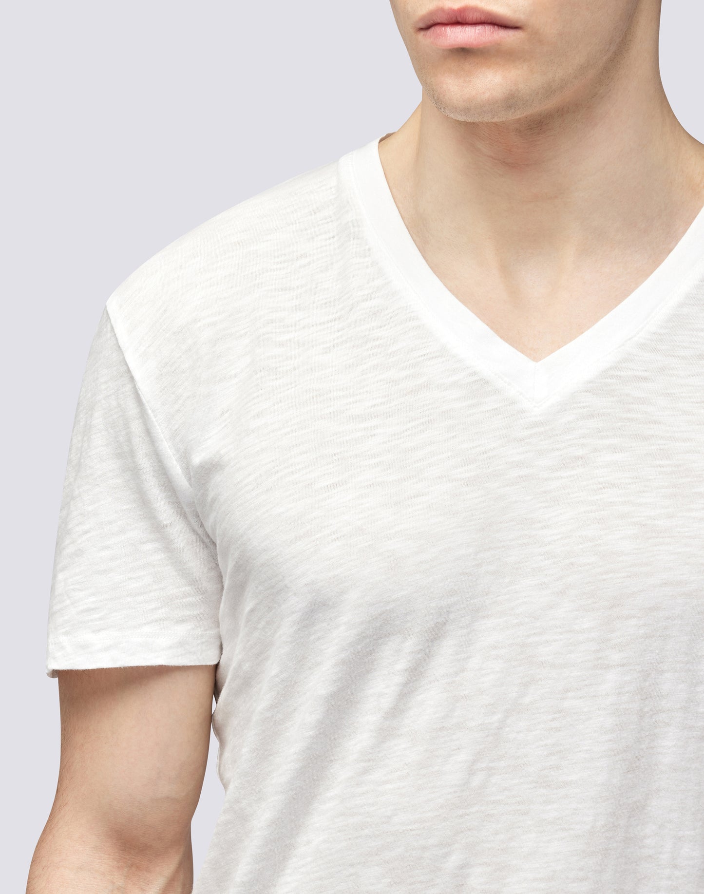 GARMENT DYED T-SHIRT WITH V-NECK