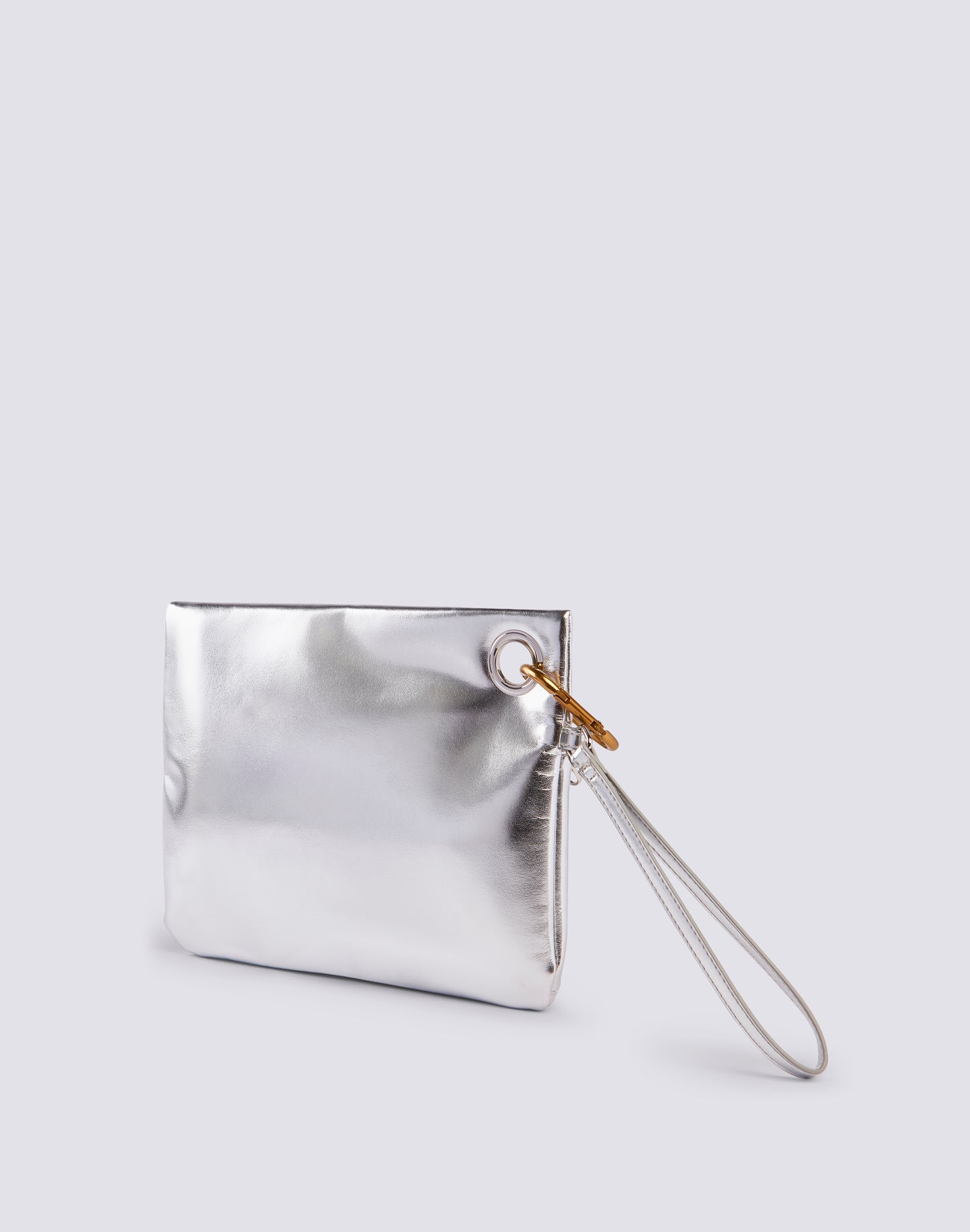 BORSA CLUTCH LAMINATA CON LOGO