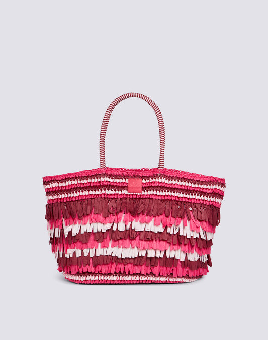 LIBERA - PAPER STRAW BAG WITH FRINGES