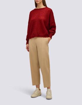 PANTALON LONG FEMME EN POINT DE MILANO AVEC TAILLE SEMI-ÉLASTIQUE